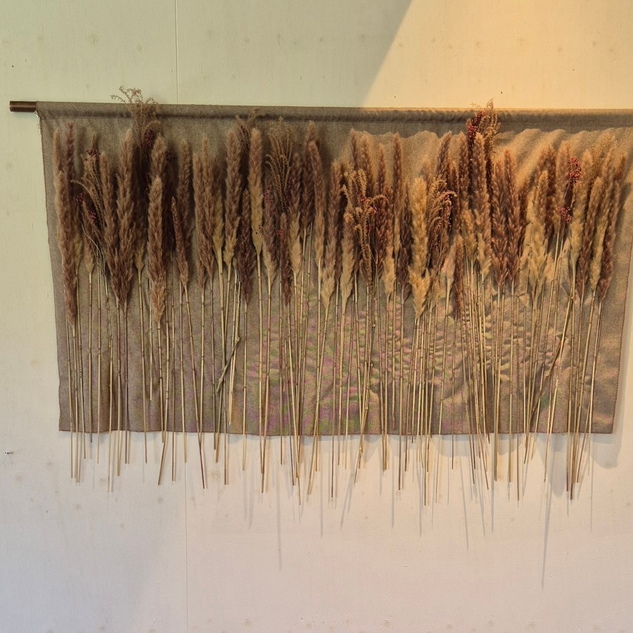 Dusky Plume - botanisch wanddoek met pluimen (130x90cm) - Afbeelding 3